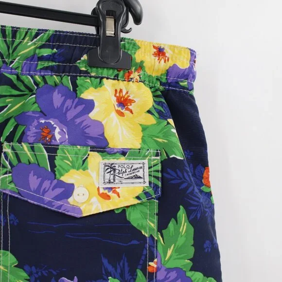 Polo Ralph Lauren Board Shorts Men's 2XLT Hawaiian Floral Lined Elastic Waist - Picture 4 of 9